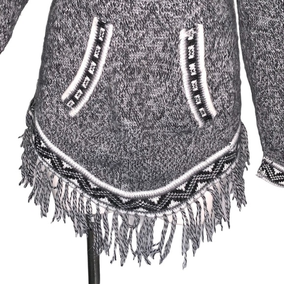 Peruvian Alpaca Sweater Pullover Tribal Fringe Hooded - Picture 8 of 11